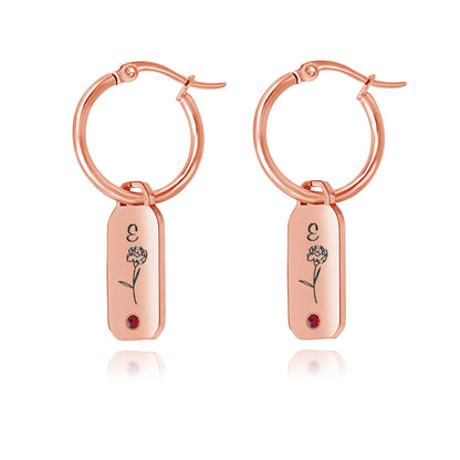 Initials Flower & Stone Earrings