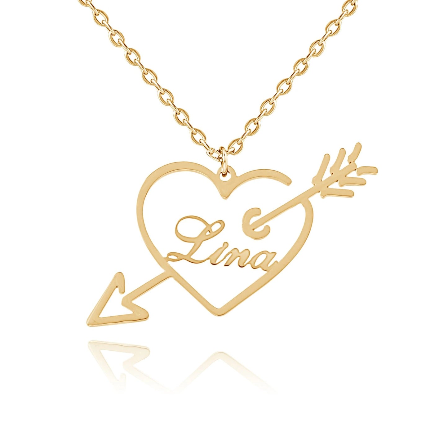 Collier Personnalisé Prénom Flèche & Coeur Cupidon