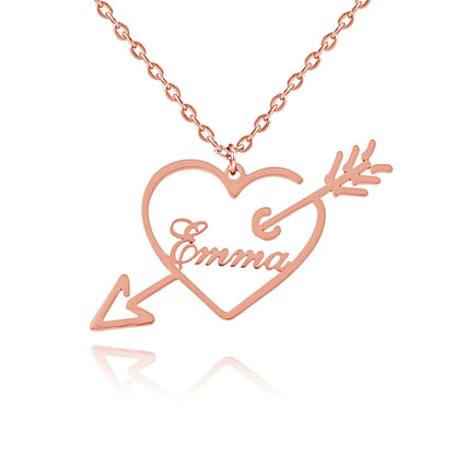 Collier Personnalisé Prénom Flèche & Coeur Cupidon