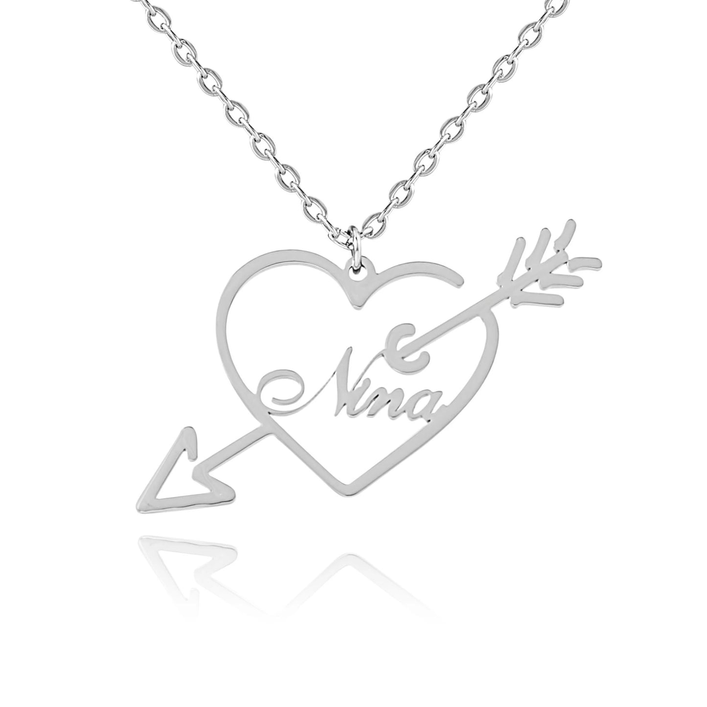 Collier Personnalisé Prénom Flèche & Coeur Cupidon