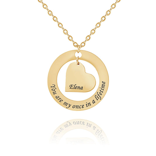 Personalized Circle Heart Pendant