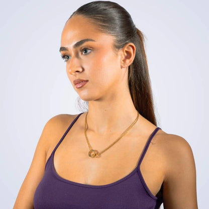 Collier Cercle Gravé avec Anneau Torsadé & Cristal