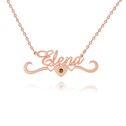 Personalized Heart Crown Name Necklace