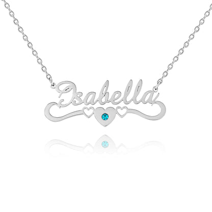 Personalized Heart Crown Name Necklace
