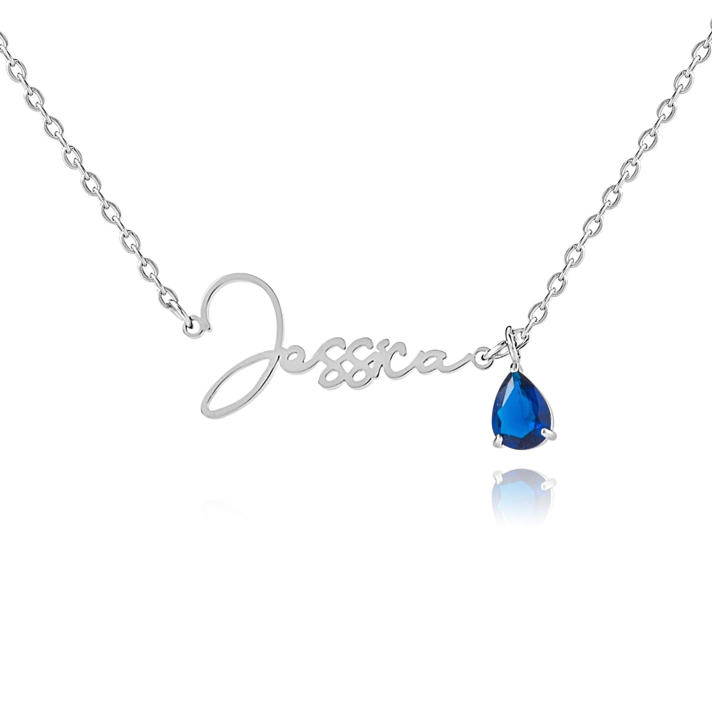 Collana Verticale con Nome e Pietra di Nascita Personalizzata