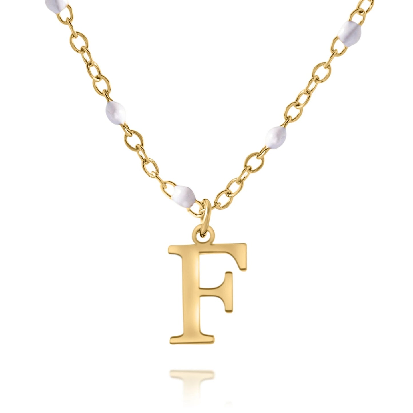 Personalized Initial Necklace with Beaded Chain