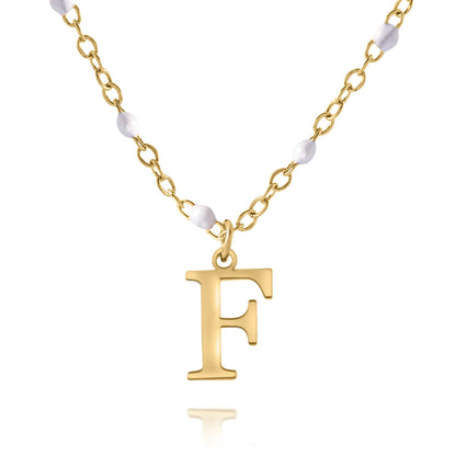 Personalized Initial Necklace with Beaded Chain