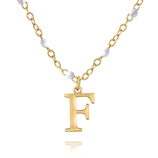 Personalized Initial Necklace with Beaded Chain