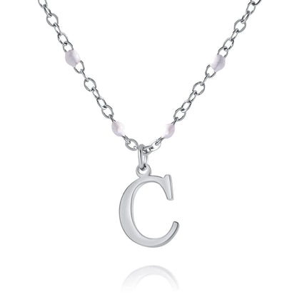 Personalized Initial Necklace with Beaded Chain