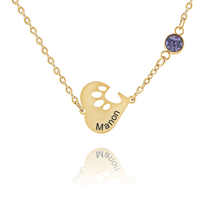 Personalized Heart Necklace with Engraving & Birthstones