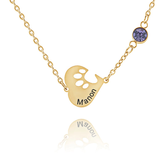 Personalized Heart Necklace with Engraving & Birthstones