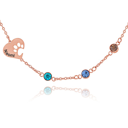 Personalized Heart Necklace with Engraving & Birthstones