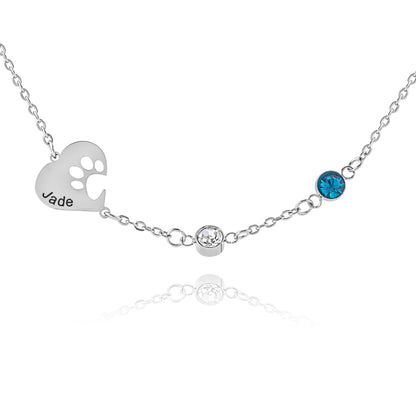 Personalized Heart Necklace with Engraving & Birthstones
