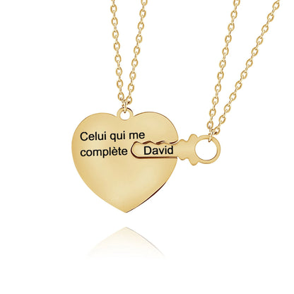 Personalized Heart & Key Pendant