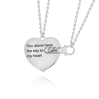 Personalized Heart & Key Pendant