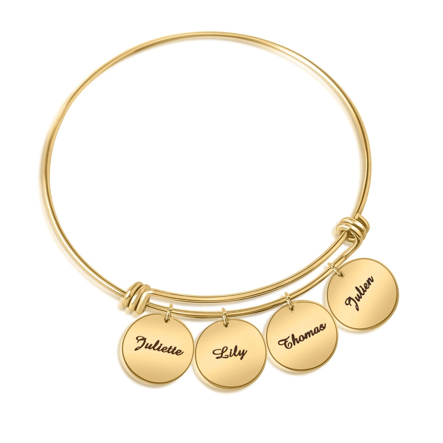 Personalized Bangle with 2–4 Engraved Charms