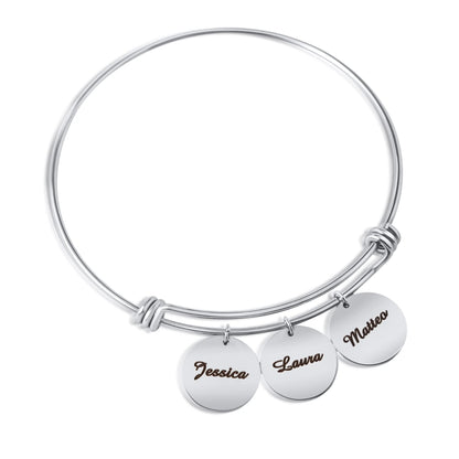 Personalized Bangle with 2–4 Engraved Charms