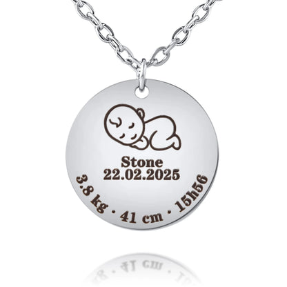 Personalized Baby Birth Details Necklace