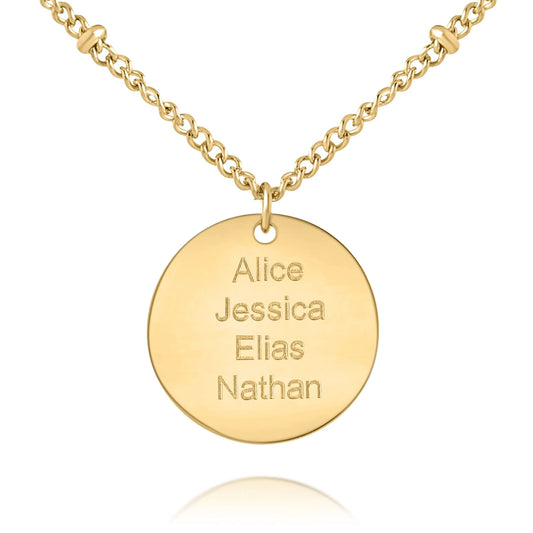 Engraved Medallion Necklace with Beaded Chain
