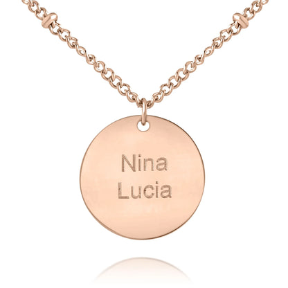 Engraved Medallion Necklace with Beaded Chain