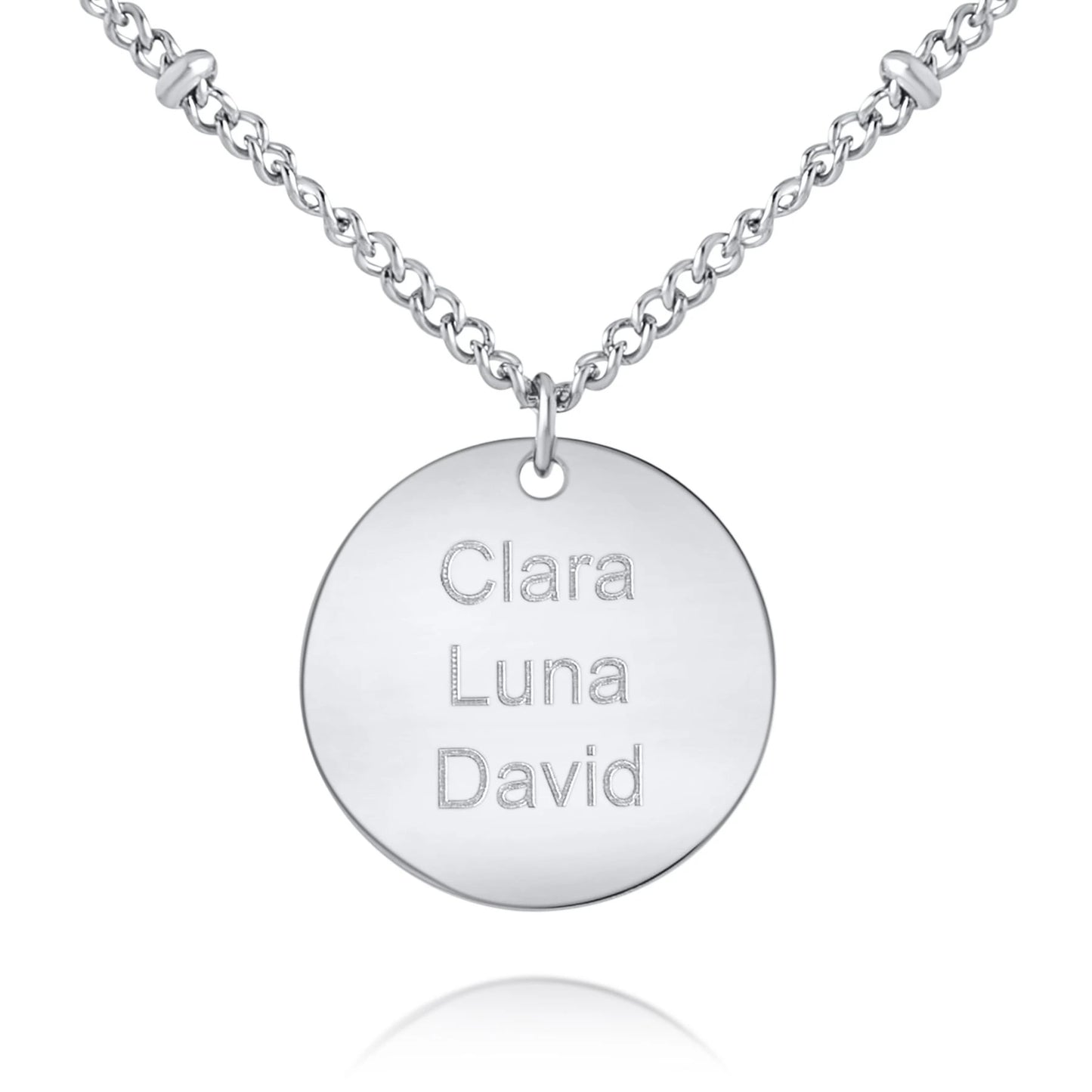 Engraved Medallion Necklace with Beaded Chain