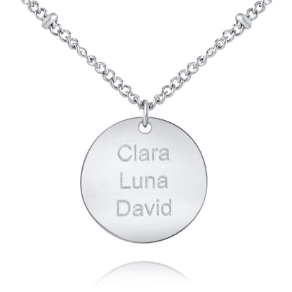 Engraved Medallion Necklace with Beaded Chain