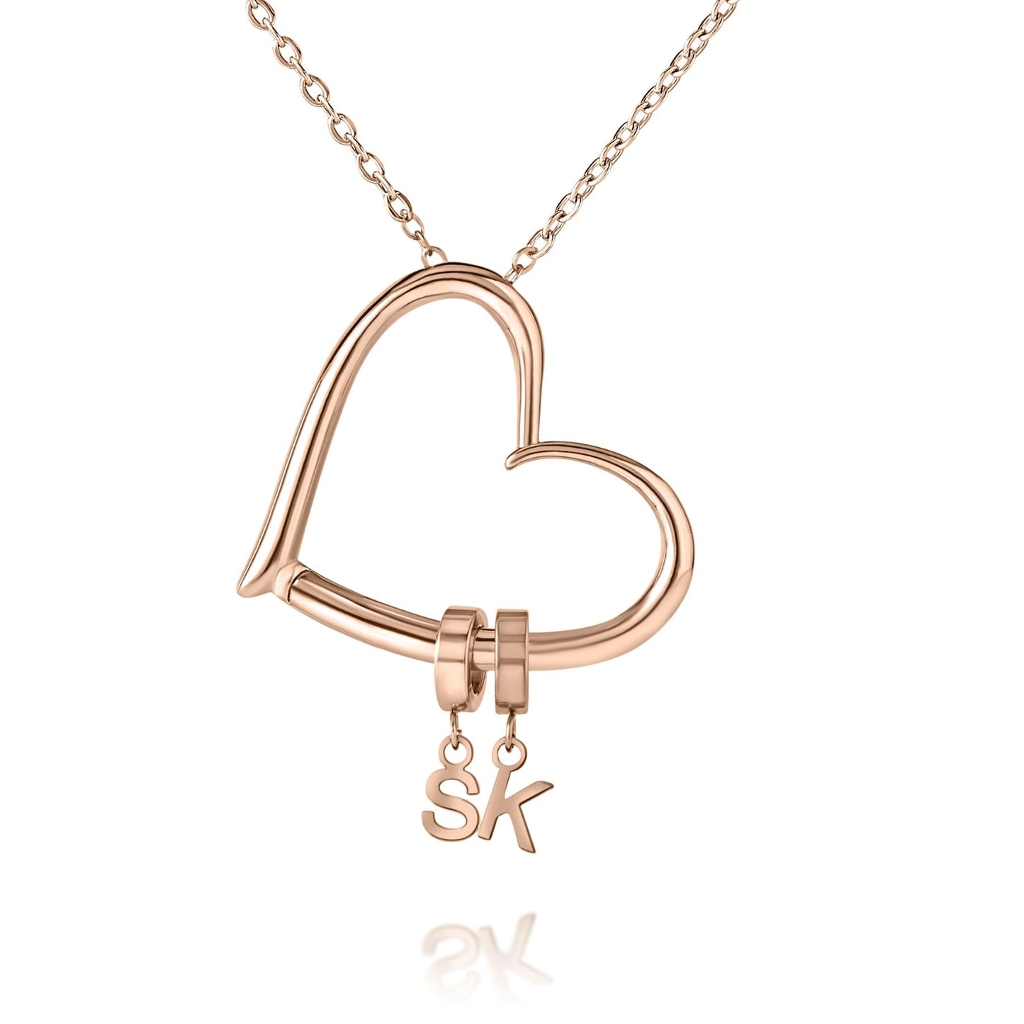 Collar Corazón Abierto con 1–4 Iniciales Personalizado