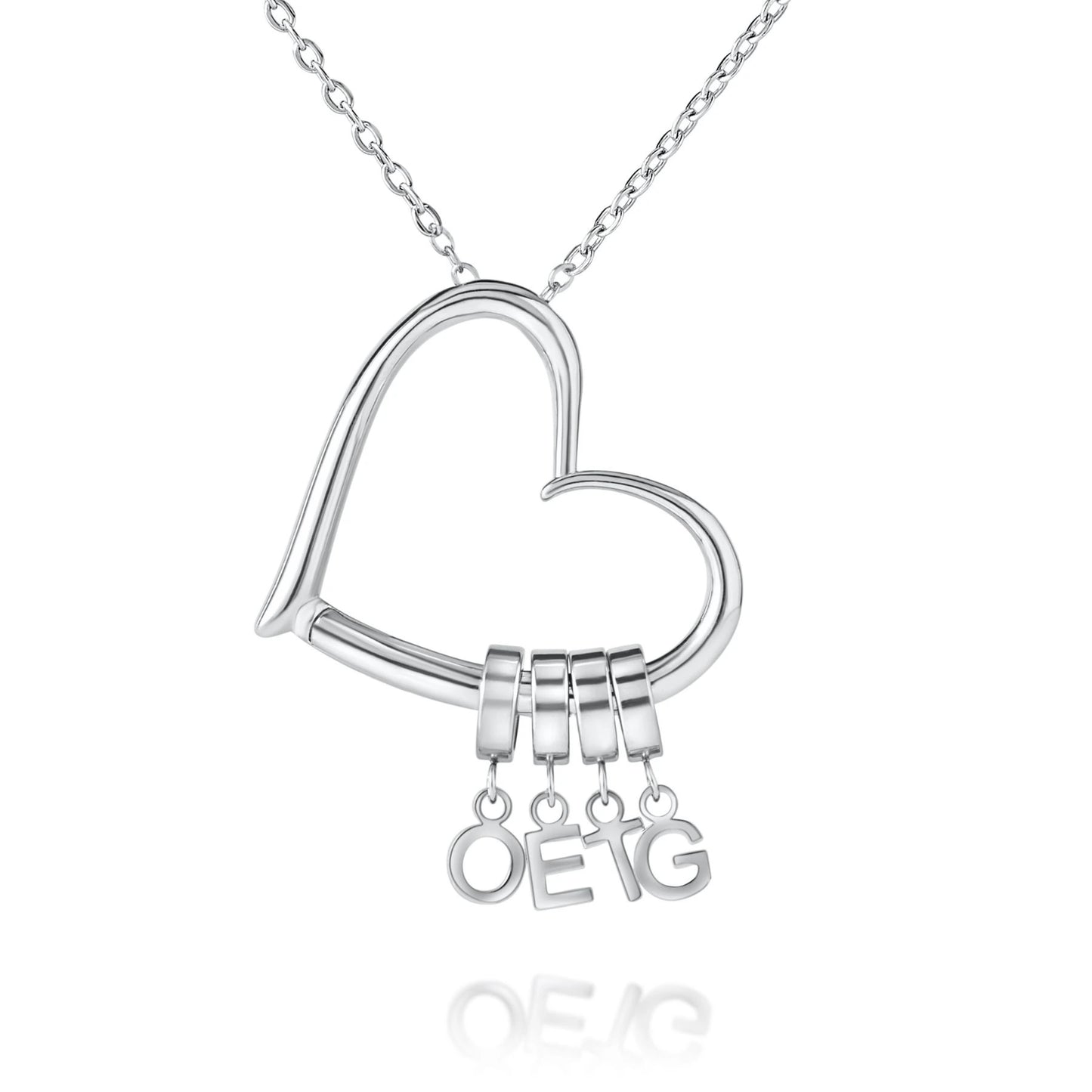 Collar Corazón Abierto con 1–4 Iniciales Personalizado