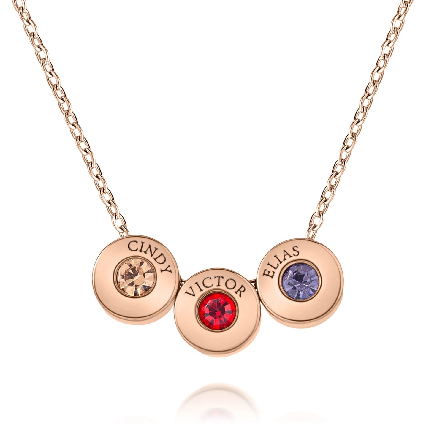 Collier Perles Gravées avec Prénoms & Pierres de Naissance
