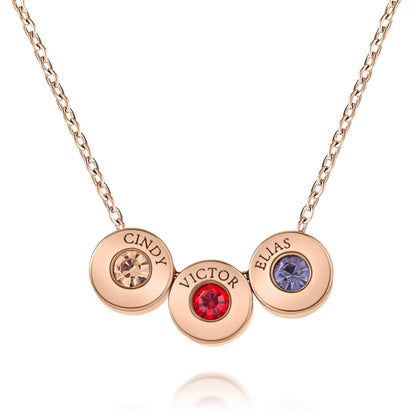 Collier Perles Gravées avec Prénoms & Pierres de Naissance