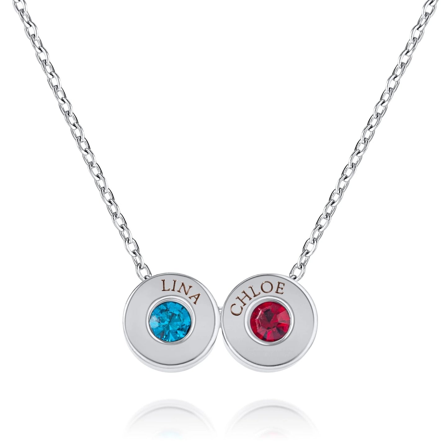 Collier Perles Gravées avec Prénoms & Pierres de Naissance