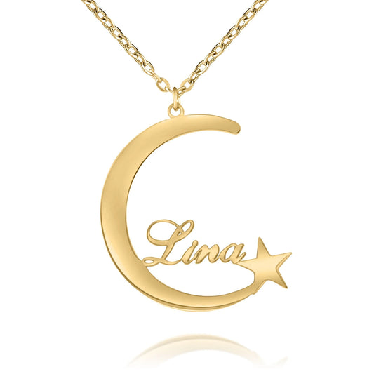 Personalized Moon & Star Necklace