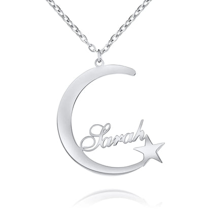 Personalized Moon & Star Necklace