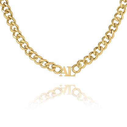 Collier Maille Gourmette avec Initiales Personnalisées