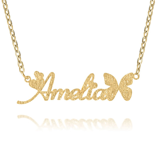 Personalized Name Necklace with Butterfly Font & Glitter Effect