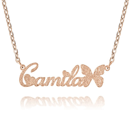 Naamketting met Vlinder Lettertype & Glitter Effect Gepersonaliseerd