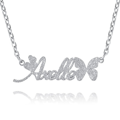 Naamketting met Vlinder Lettertype & Glitter Effect Gepersonaliseerd