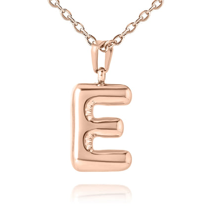 Personalized Bubble Initial Necklace with Beaded Chain