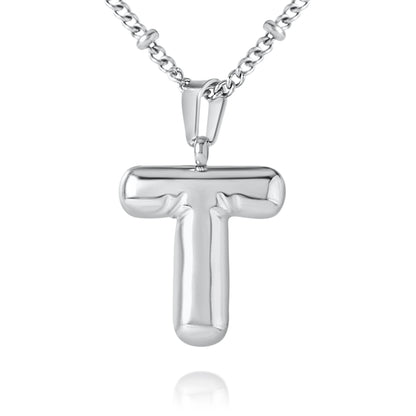 Personalized Bubble Initial Necklace with Beaded Chain