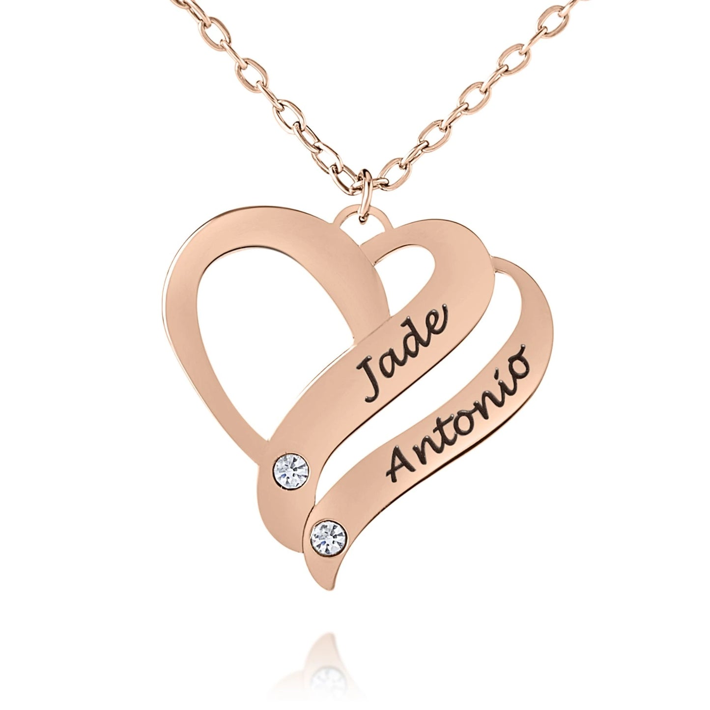 Personalized Intertwined Heart Necklace with Crystals