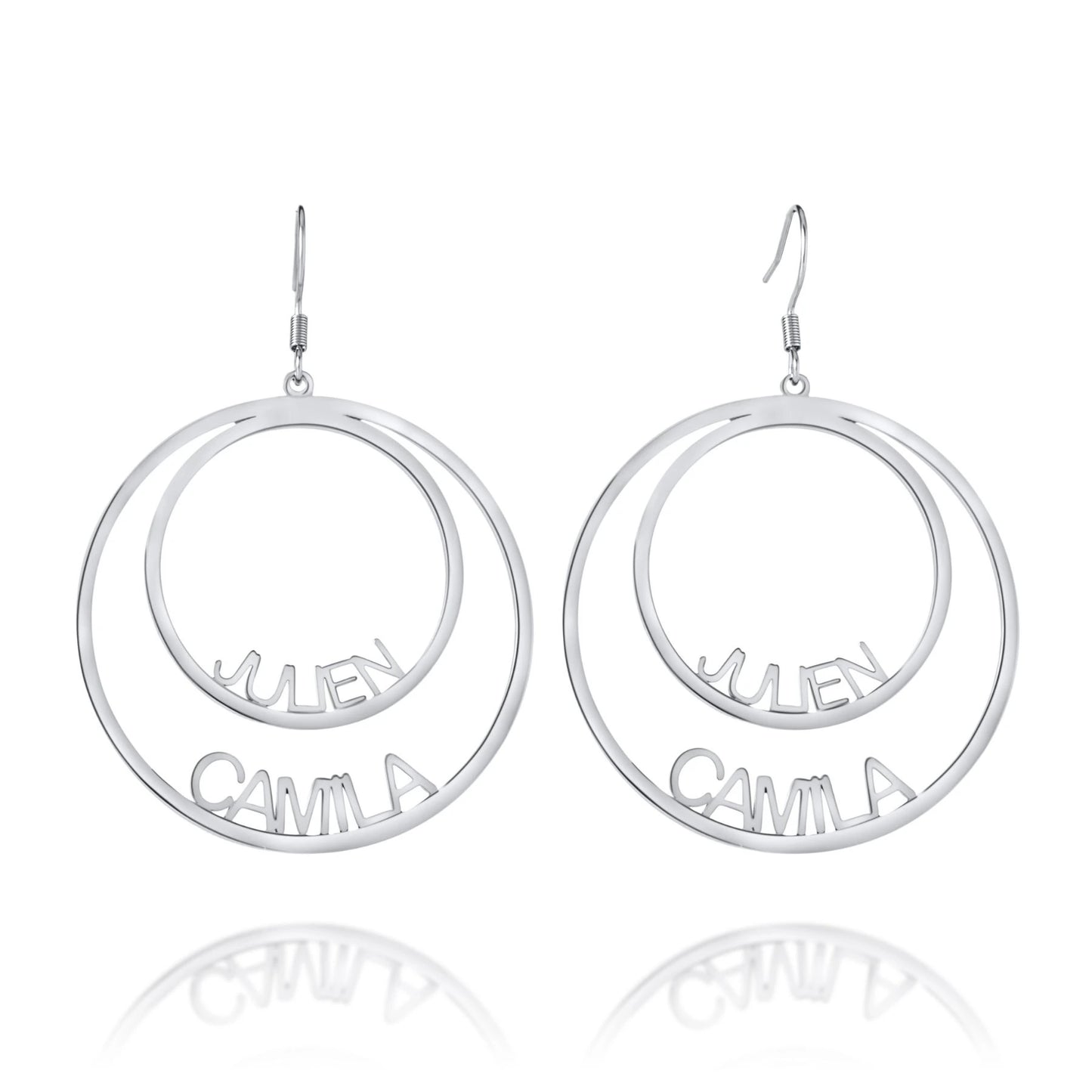 Personalized Double Circle Earrings with Two Names