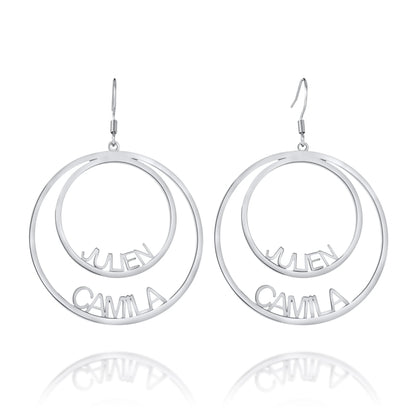 Personalized Double Circle Earrings with Two Names
