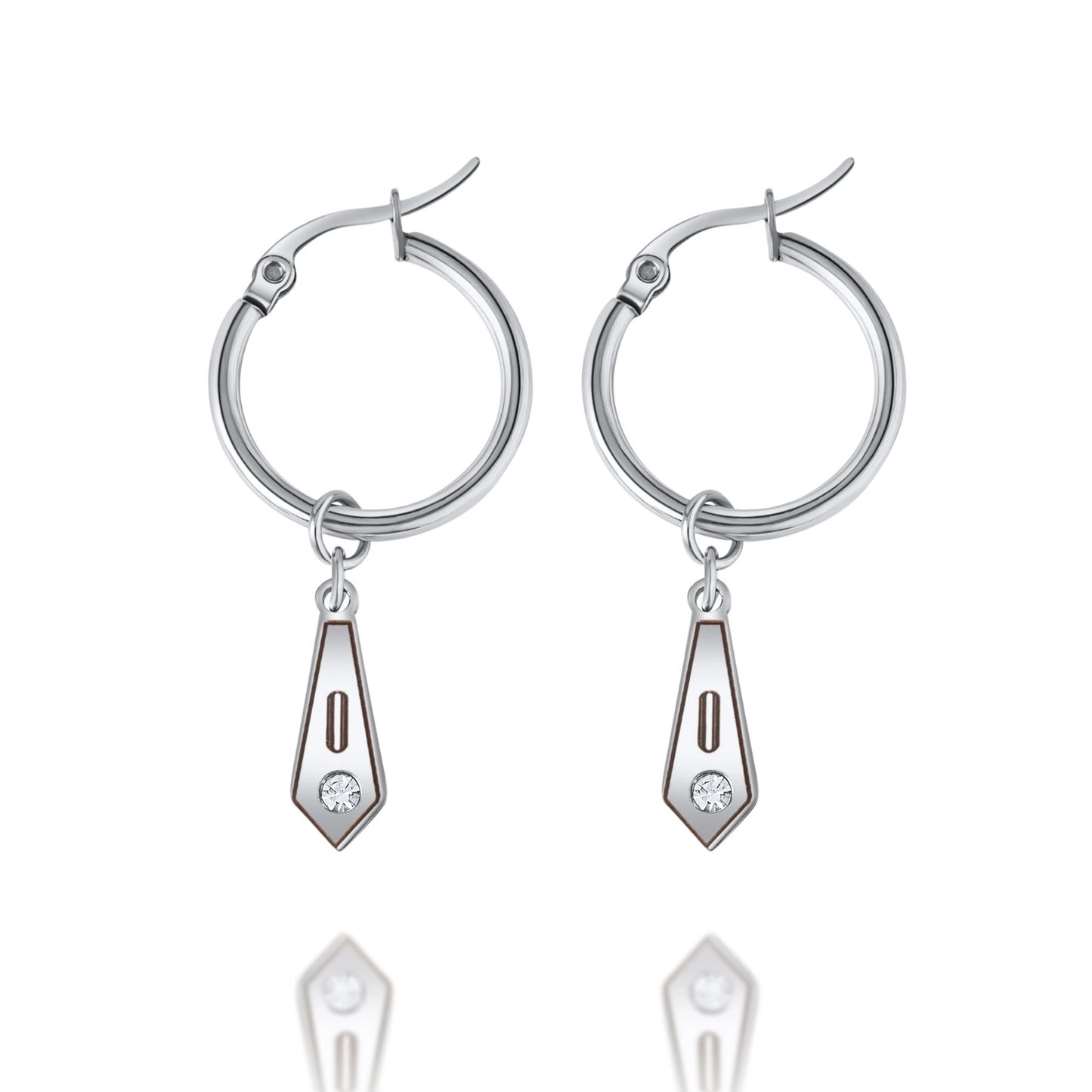 Personalized Diamond Hoop Earrings with Initial & Crystal