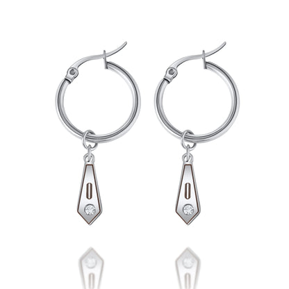 Personalized Diamond Hoop Earrings with Initial & Crystal
