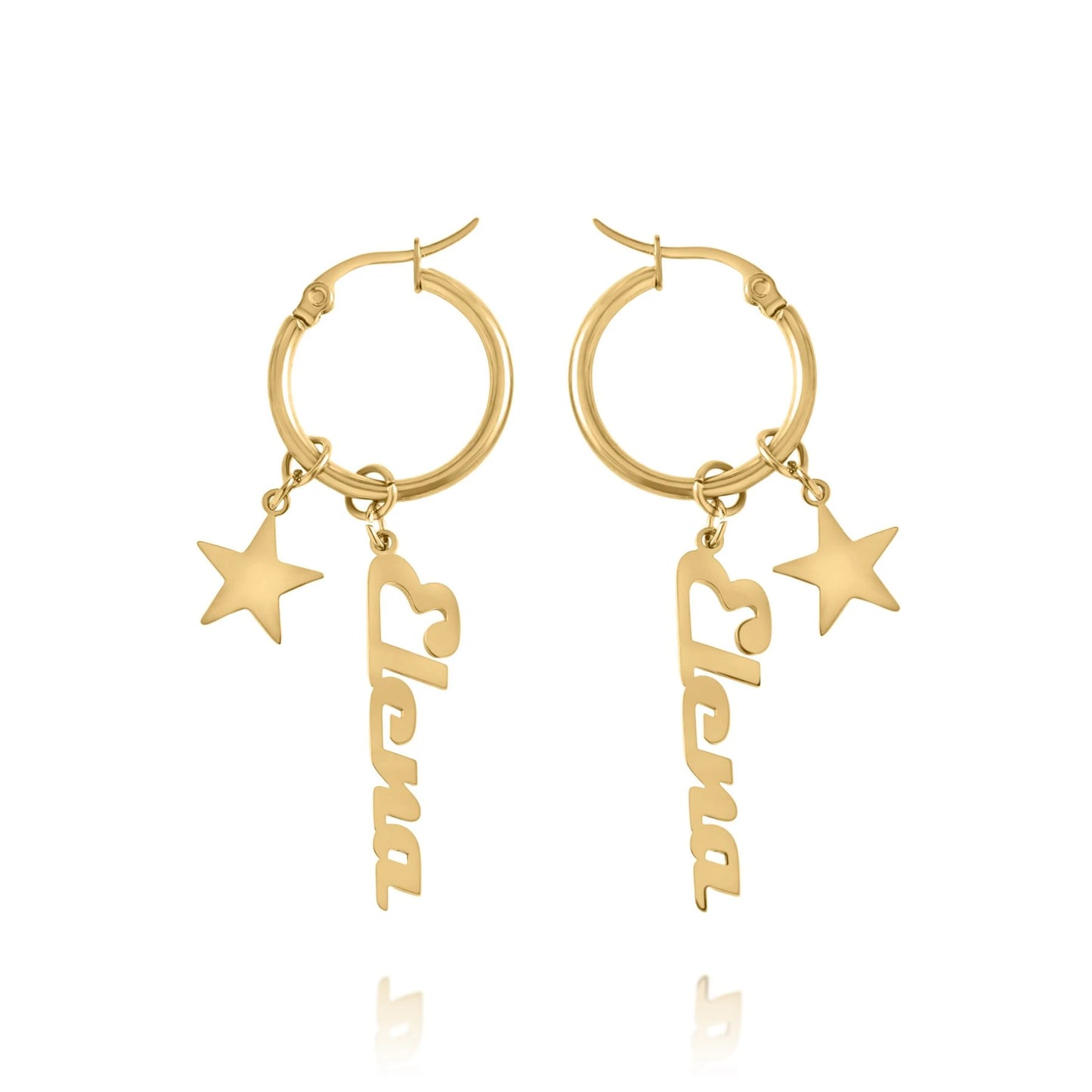 Personalized Name Hoop Earrings with Star