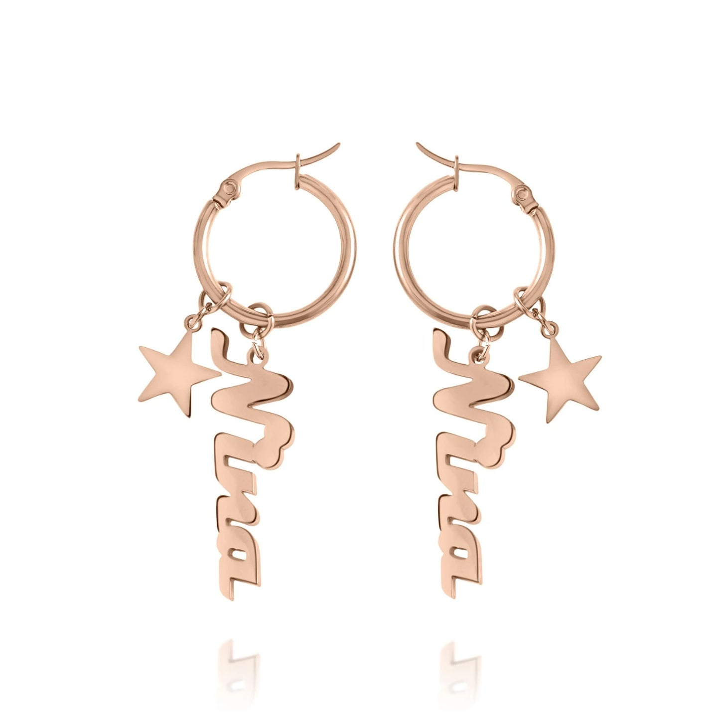 Personalized Name Hoop Earrings with Star