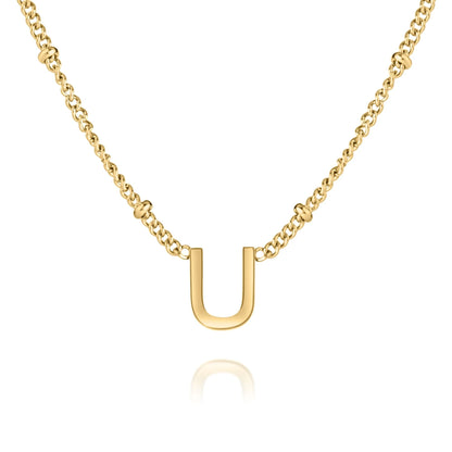 Personalized Minimalist Initial Necklace with Beaded Chain