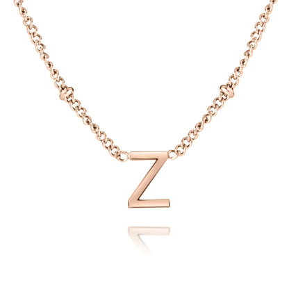 Personalized Minimalist Initial Necklace with Beaded Chain