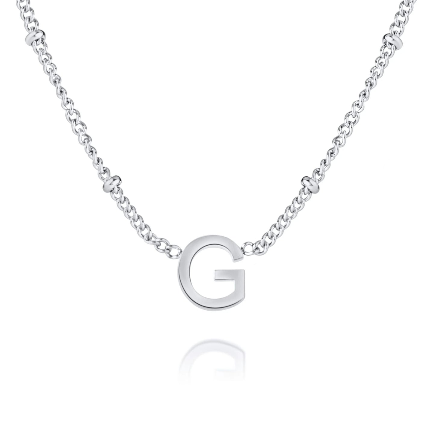 Personalized Minimalist Initial Necklace with Beaded Chain