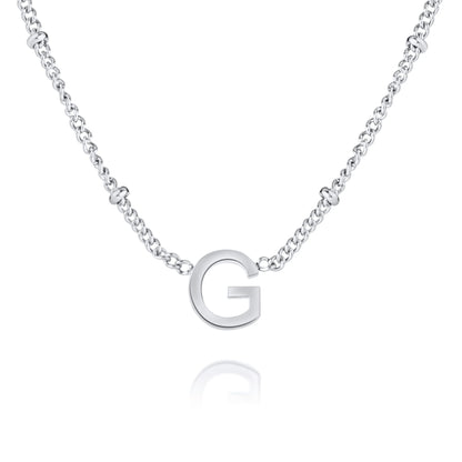 Personalized Minimalist Initial Necklace with Beaded Chain